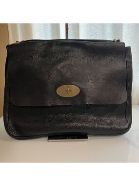 MULBERRY BLACK LARGE LEATHER MESSENGER BAG